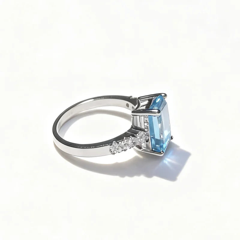 Sky Blue Crystal Silver Ring