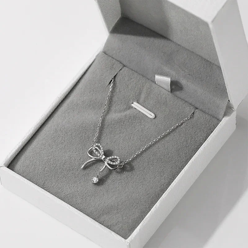 Bow Charm Silver Necklace