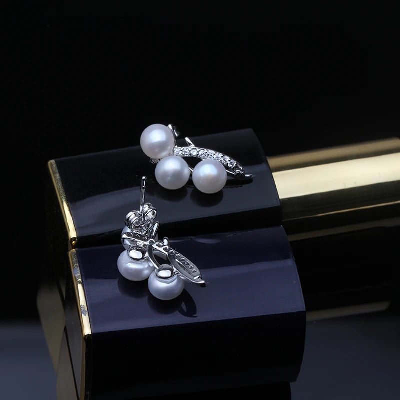 White Pearl Stud Earrings